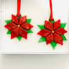 Fused glass poinsettias in white gift box 