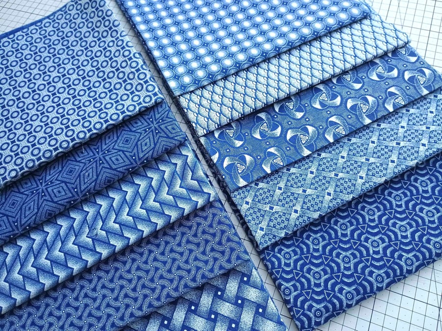 Shwe Shwe indigo fabrics - South African - small FQ 