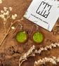 Handmade Ceramic Drop Earrings: Bright Emerald Green Glazed Clay, Hypoallergenic - Image 6