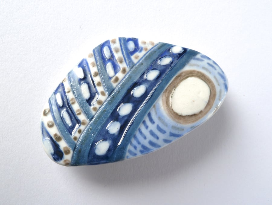 Unique hand made porcelain brooch