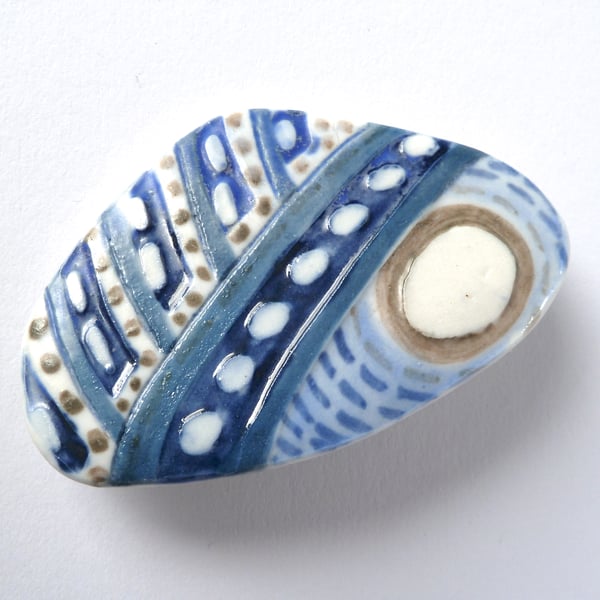 Unique hand made porcelain brooch