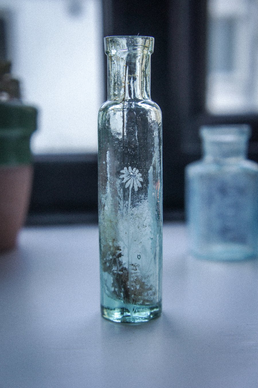 Small Hand Engraved Antique Bottle