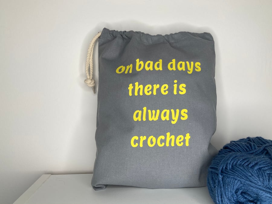 On a bad day there’s always Crochet 100% cotton Knitting Sack with drawstring