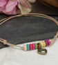 Adjustable cotton cord anklet with multicoloured howlite beads and heart charm - Image 8