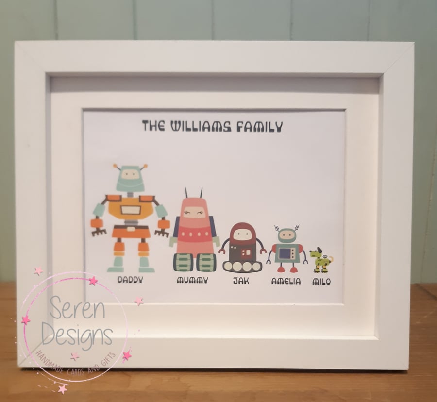 Retro Robot Family Print