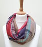Sari silk and tweed double sided infinity scarf - snood. Shades of peach, turquo - Image 6