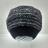  Black Grey Knitted Beanie Hat