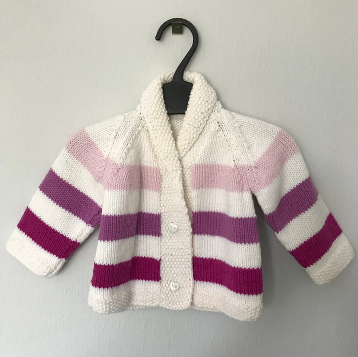 Baby Striped Pattern Lapel Knitted Cardigan or Pants