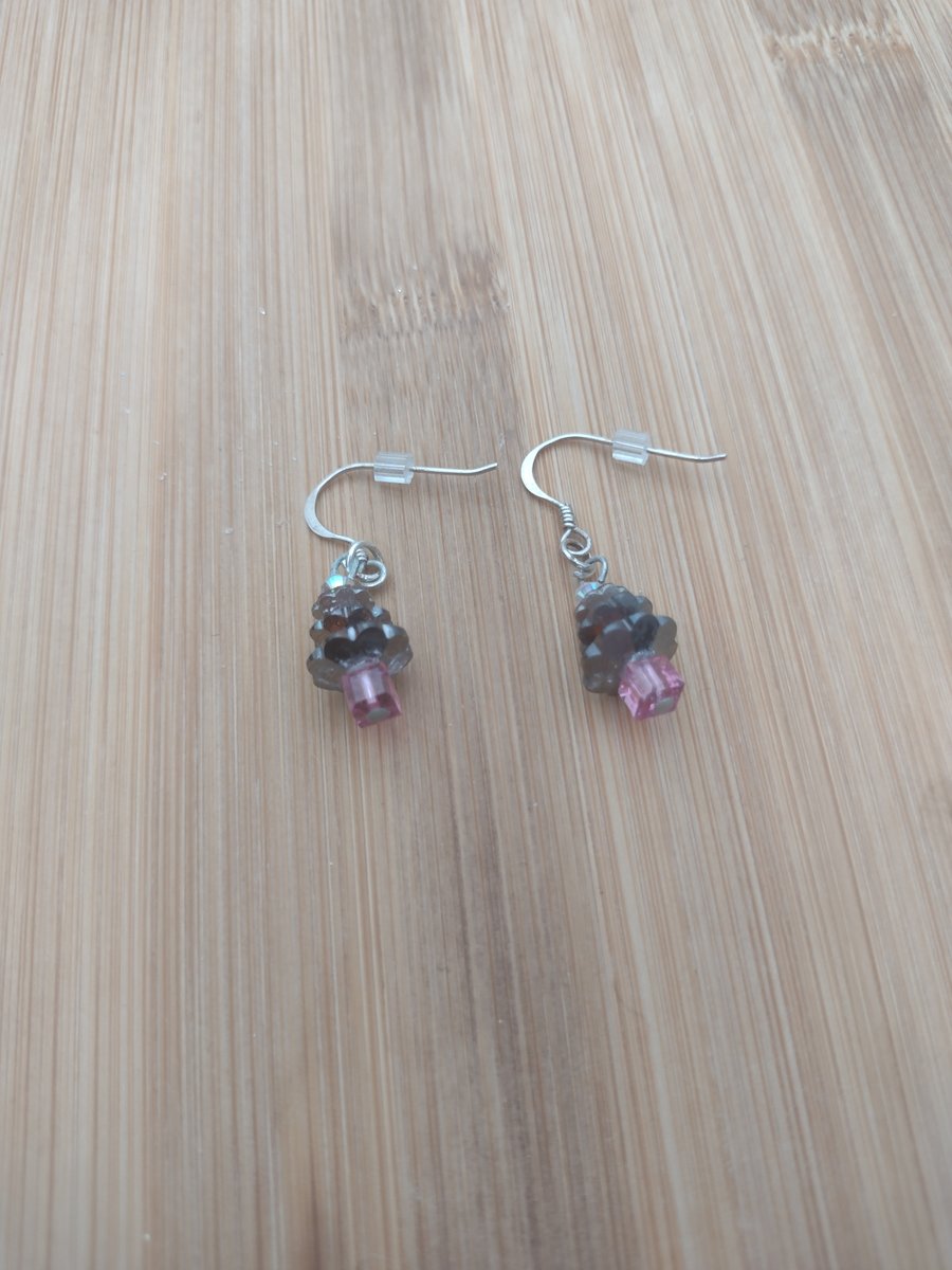 Festive Christmas tree crystal earrings