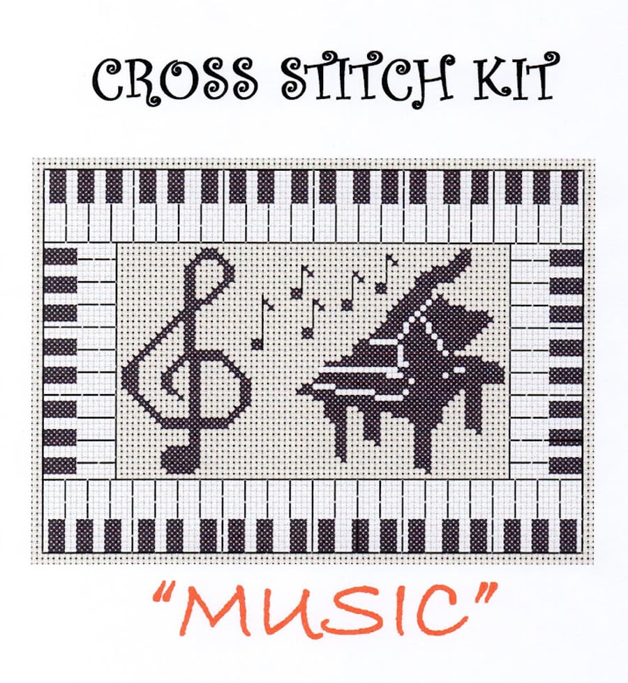 Music Cross Stitch Kit Size 7" x 5"  Full Kit