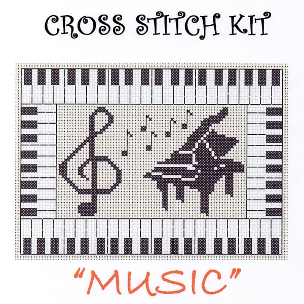 Music Cross Stitch Kit Size 7" x 5"  Full Kit