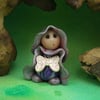 Tiny Garden Gnome 'Rula' with pink butterfly OOAK Sculpt by Ann Galvin
