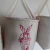 Running hare basket - Magenta pink screen printed
