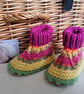 Designer Baby Girl's Hand Knitted Cable Booties  3-6  months size  - Image 1