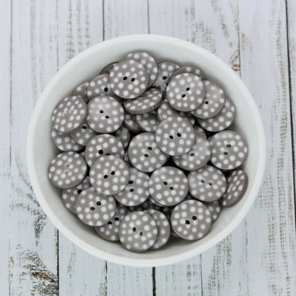 Grey Polka Dot Buttons, Spotty Buttons 10mm