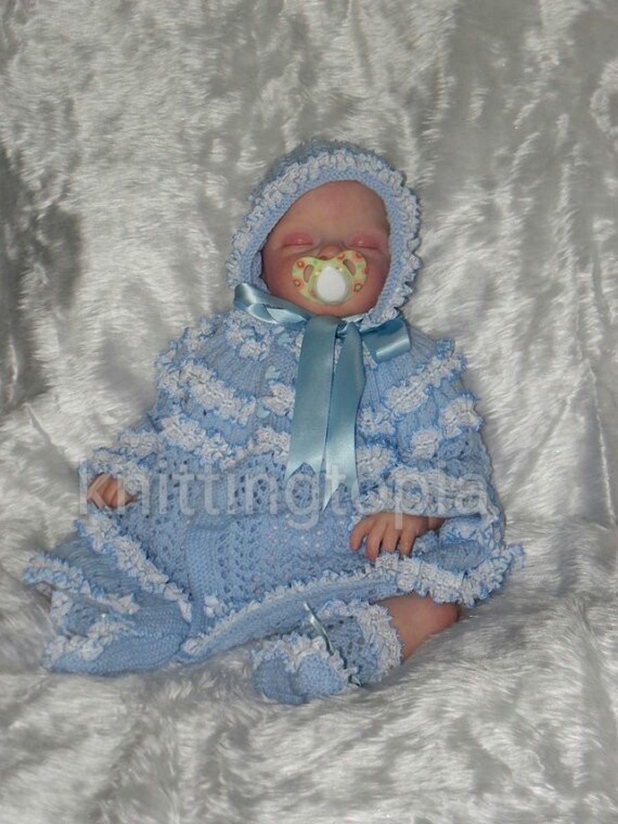Hand knitted baby lace matinee set 0 - 3 months - made to order