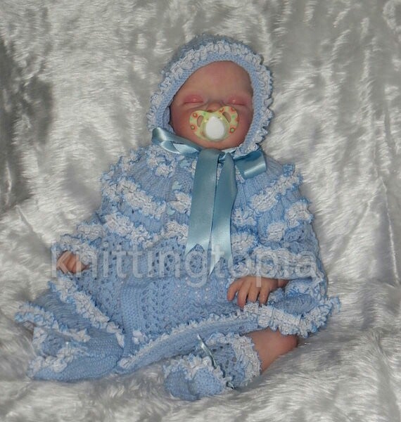 Hand knitted baby lace matinee set 0 - 3 months - made to order