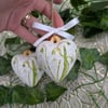 Snowdrop hand-painted ceramic heart decoration 