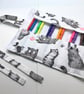 Grey roll up pencil case, cats cotton fabric , Back To School - Image 2