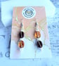 Coffee Bean Earrings, Espresso and Brandy Beads with Glass Pearls - Image 2