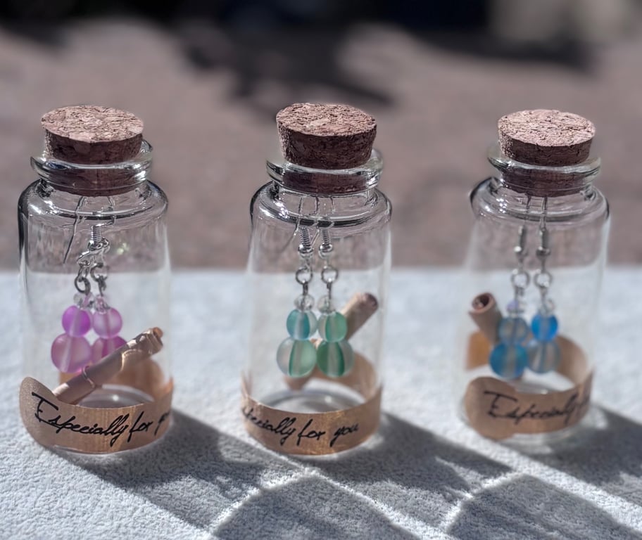 Handmade Earrings in a Bottle 