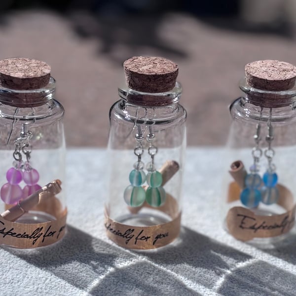 Handmade Earrings in a Bottle 