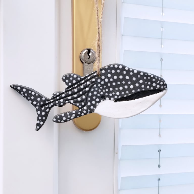 Whale Shark Ceramic Hanging Ornament - Handmade