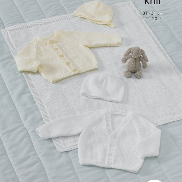 Knitting Pattern - King Cole DK Pattern 5567 - Cardigans, Hat, Bonnet & Blanket