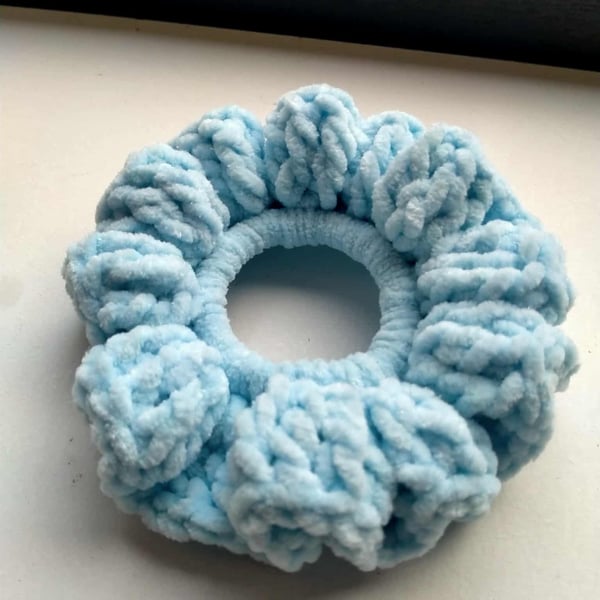 Handmade Baby Blue Subtle Sparkle Crocheted Ruffle Scrunchie