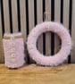 Yarn wrapped wreath & matching vase