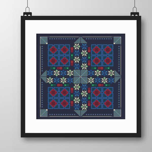 048 - Cross Stitch pattern Folk Art Tiles Sampler - Traditional