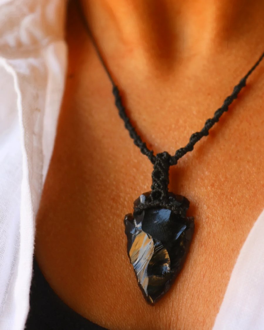 Obsidian Arrow Necklace Protection and Direction