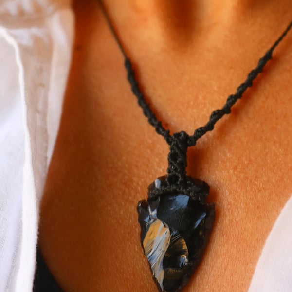 Obsidian Arrow Necklace Protection and Direction