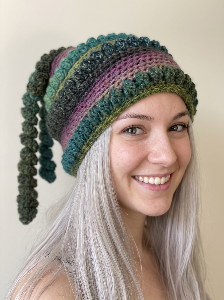 Red and Green Tassel Beanie Hat  Winter Warm Secret Santa