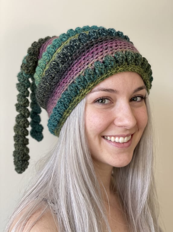 Red and Green Tassel Beanie Hat  Winter Warm Secret Santa