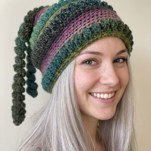 Red and Green Tassel Beanie Hat  Winter Warm Secret Santa