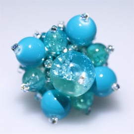 Beautiful Turquoise Colour Bead Ring - UK Free Post