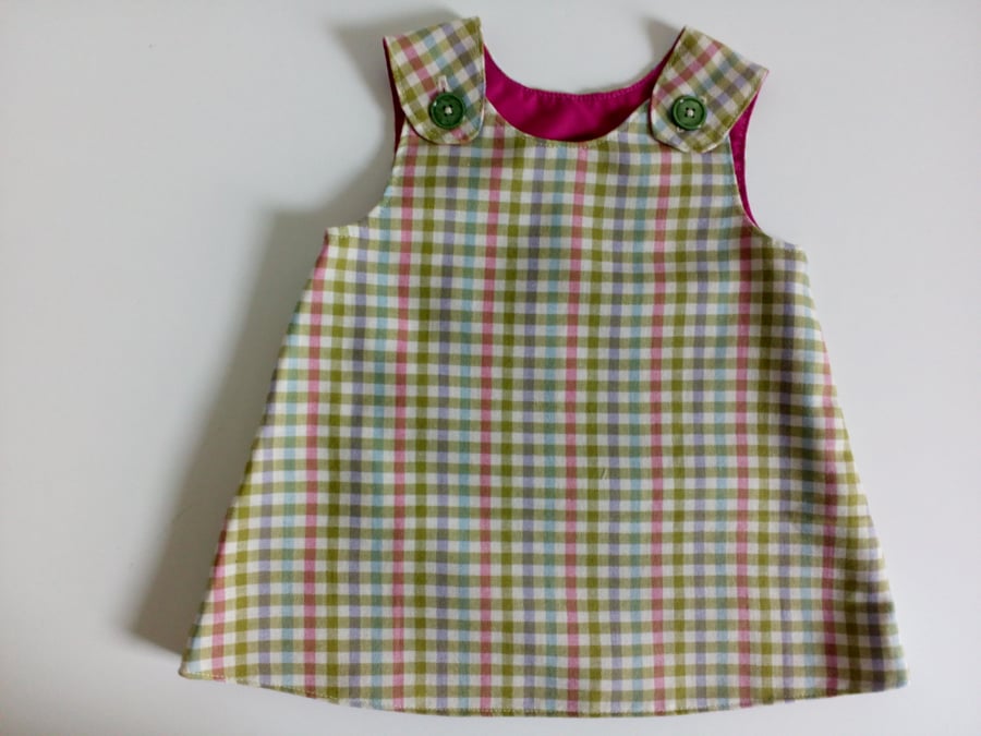 Dress, 3-6 months, check dress, A Line dress, pinafore dress, girl's clothing
