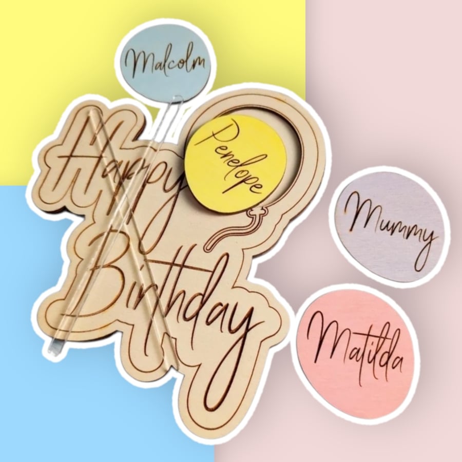 Reusable Cake Topper For The Whole Family Pastel Colours