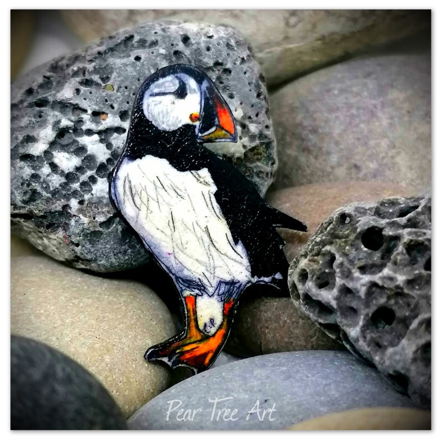 Puffin Brooch, Handmade