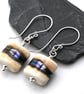 lampwork glass earrings, ivory and silver wrapped