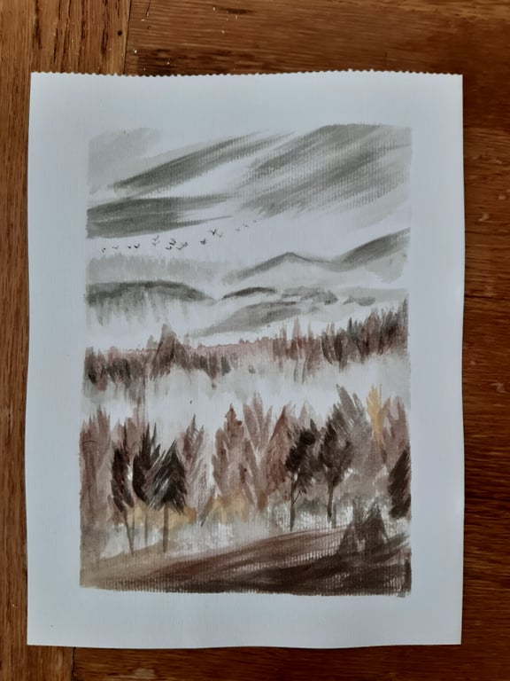  Painting watercolour Frosty scene 