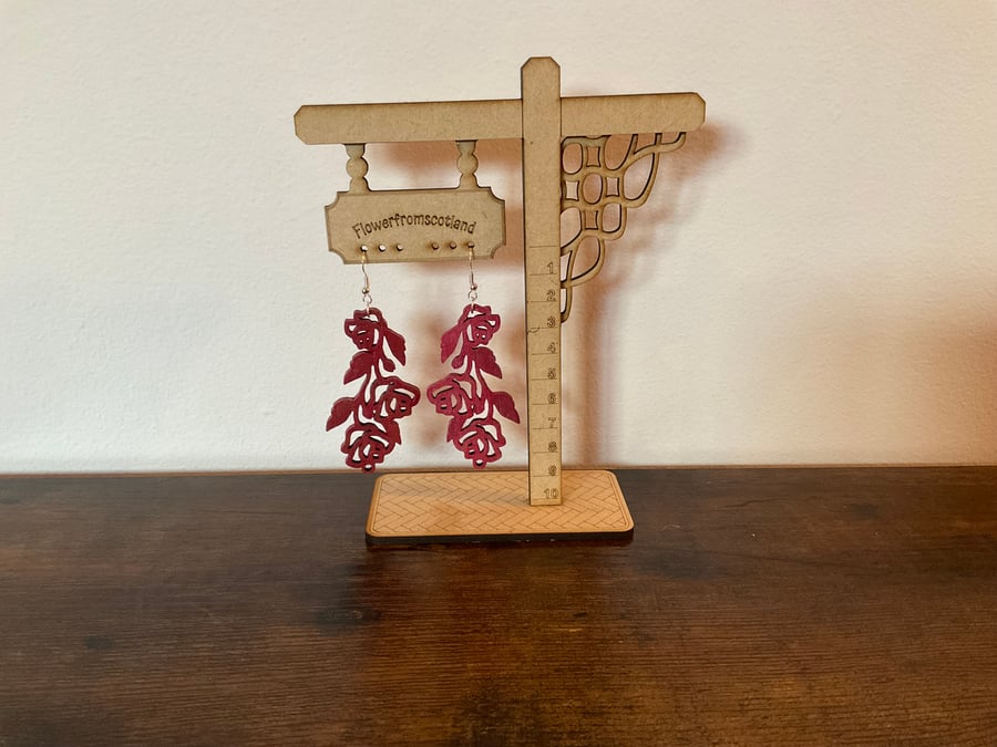 Red rose deals dangle earrings