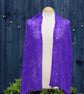 Purple and pink Angora beaded lace knitted shawl - Design L323 - Image 5