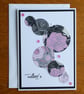 Large Mother's Day Card - Pink, Black & Grey Floral Circles - Image 1