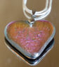 Pink Heart-shaped Dichroic Glass Pendant - 1266 - Image 5