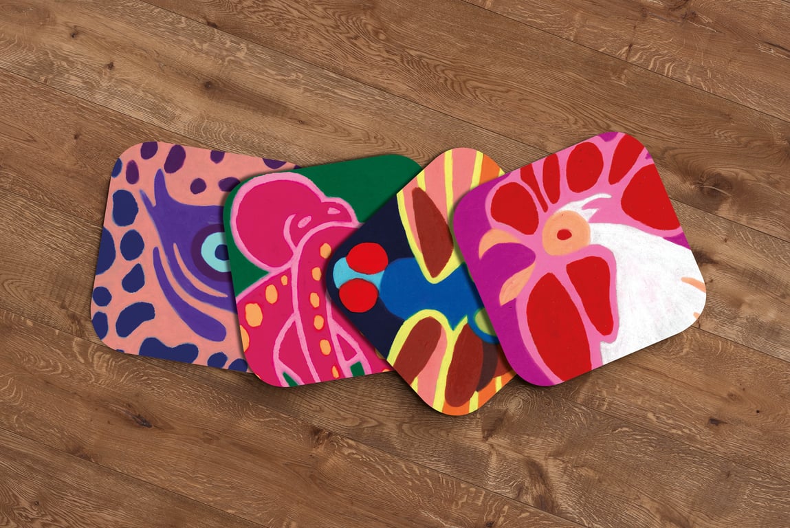 Set of Illustrated Animal Drinks Coasters