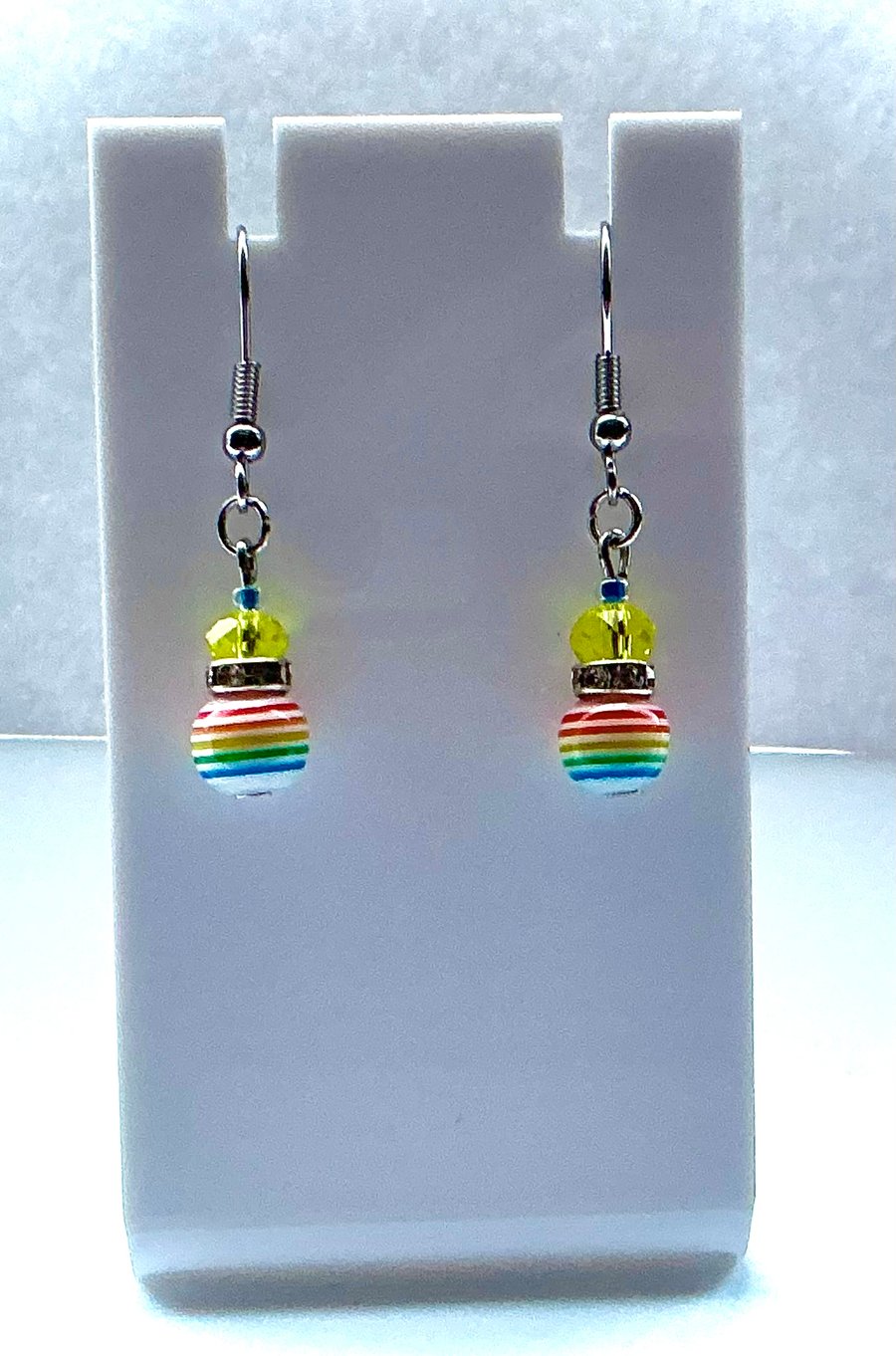 Multi Coloured Beaded Earrings with Rhinestone Sparkle