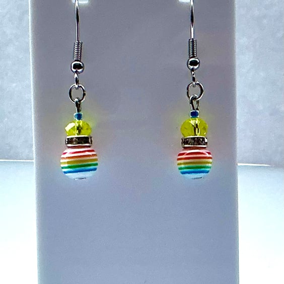 Multi Coloured Beaded Earrings with Rhinestone Sparkle