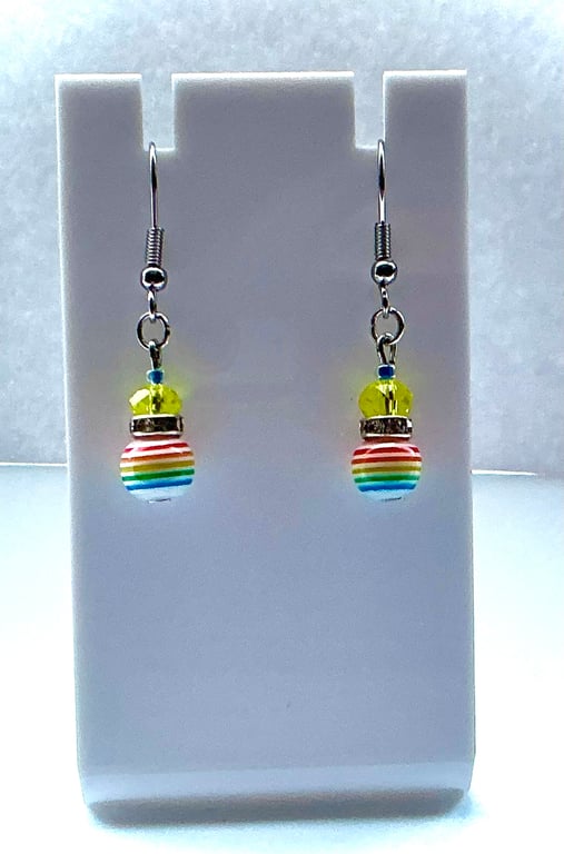 Multi Coloured Beaded Earrings with Rhinestone Sparkle